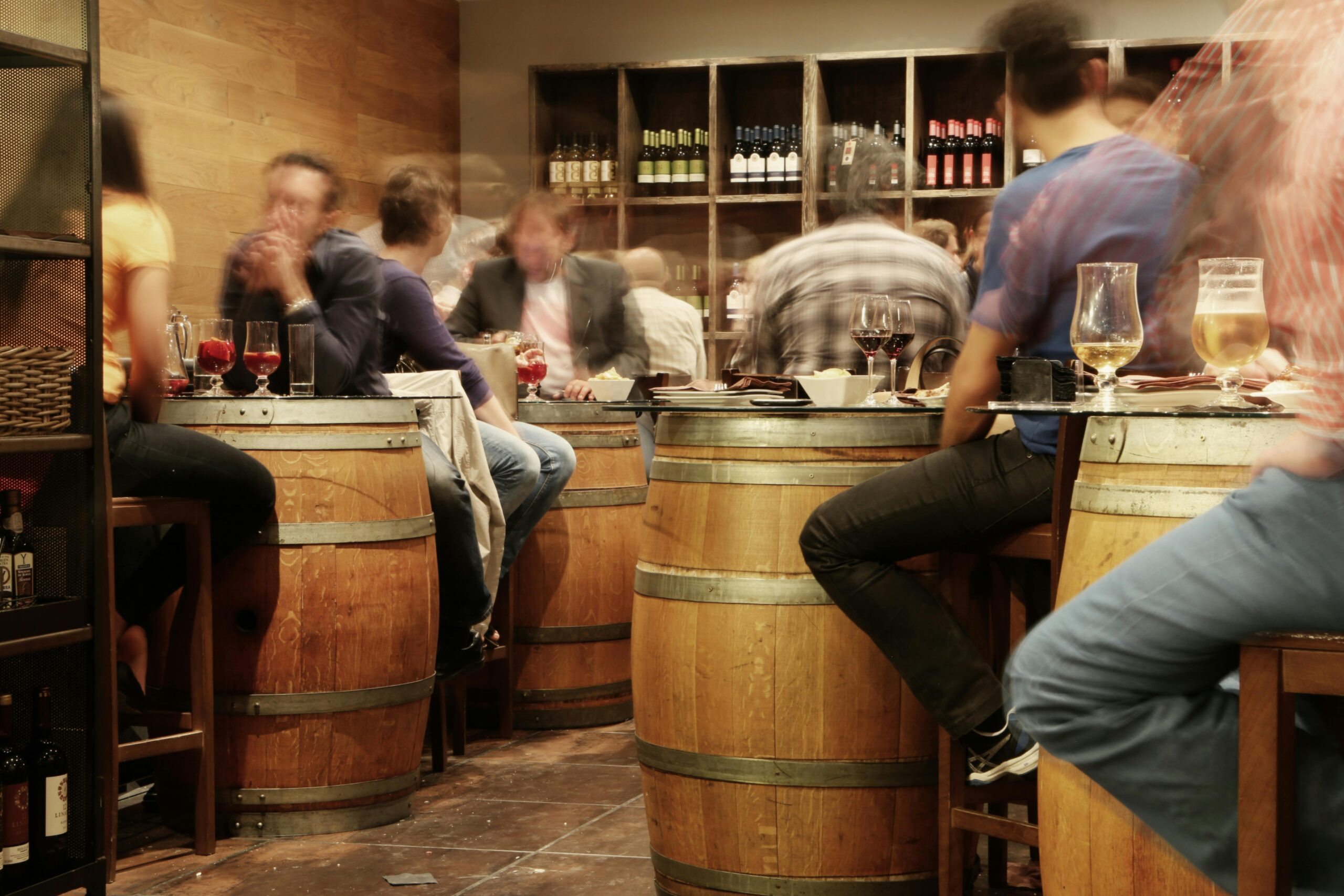 People eating at a bar